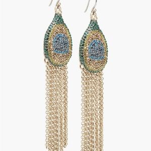 LUCKY BRAND Peacock Pave Fringe Earring NWT
